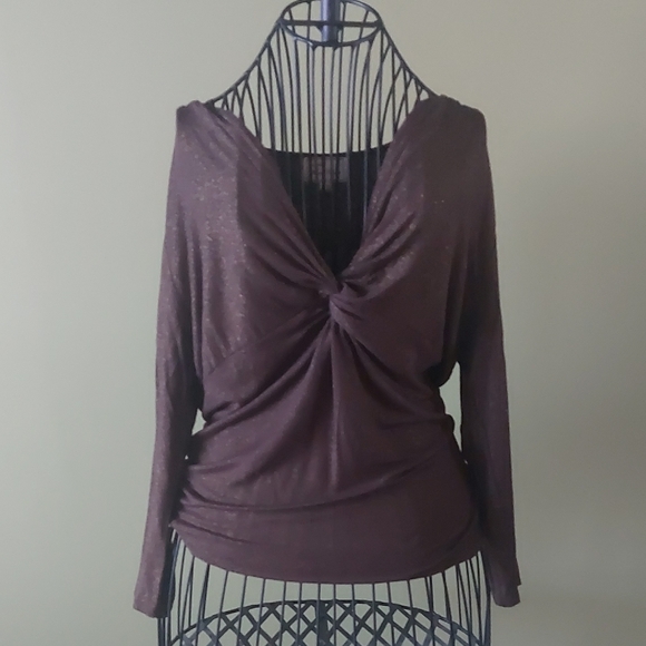 Les Modes Henri Pierre Tops - Les Modes Henri Pierre, Size P/S, Vintage Elegant Brown Shimmer Women's Top